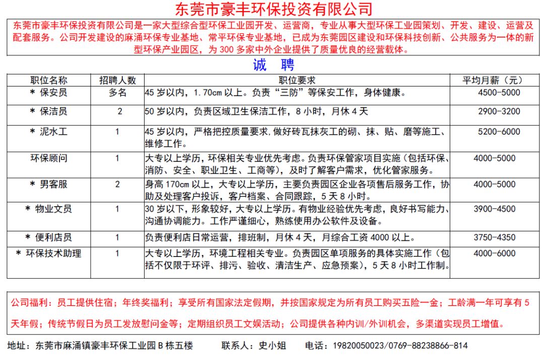 东莞麻涌最新招聘信息总览