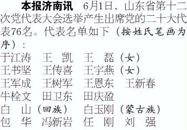 山东省党代表名单揭晓，新时代的新力量展露风采